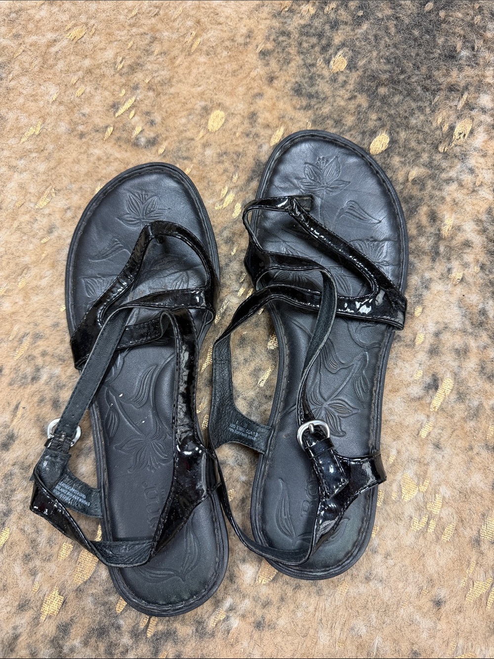 Born Black Patent Leather Strappy Sandals | 8